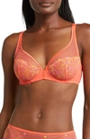 Simone Perele Delice Sheer Underwire Plunge Bra In Mango