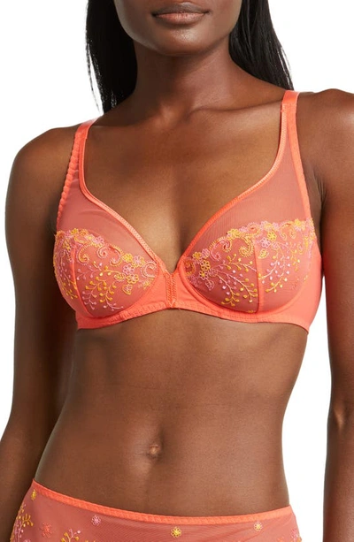 Simone Perele Delice Sheer Underwire Plunge Bra In Mango