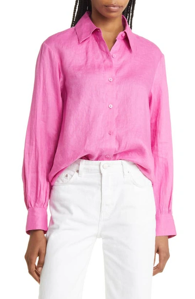 & Other Stories Linen Button-up Shirt In Pink