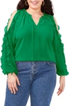 1.STATE 1. STATE RUFFLE COLD-SHOULDER GEORGETTE TOP