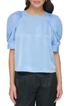 DKNY PUFF SLEEVE SATIN BLOUSE