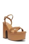 Schutz Karima Cutout Platform Sandal In Honey Peach