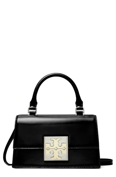 Tory Burch Mini Trend Spazzolato Leather Top Handle Bag In Black