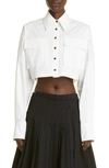 Proenza Schouler Eco Poplin Cropped Button-front Shirt In White