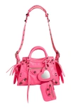 Balenciaga Extra Small Neo Cagole Leather Top Handle Bag In Fluo Pink