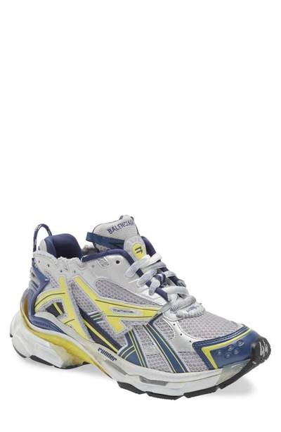 Balenciaga Runner Low-top Sneakers In Mesh And Nylon In White Black Grey