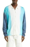 THE ELDER STATESMAN SCAPE TIE DYE ORGANIC COTTON & CASHMERE BUTTON-UP KNIT SHIRT