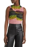TOPSHOP WATERCOLOR RUCHED TANK
