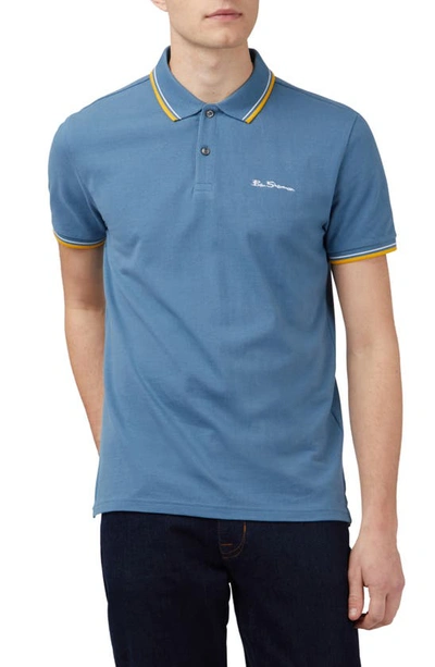 Ben Sherman Men's Signature Tipped Short-sleeve Polo Shirt In Blue Shadow
