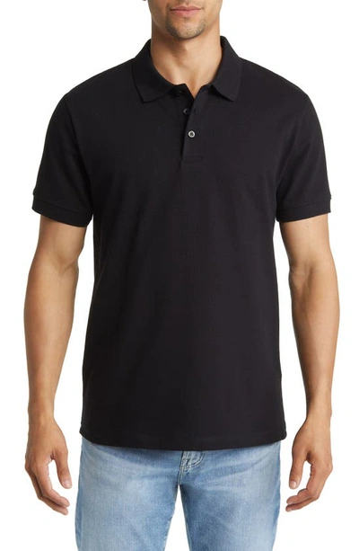 French Connection Popcorn Cotton Polo In Black