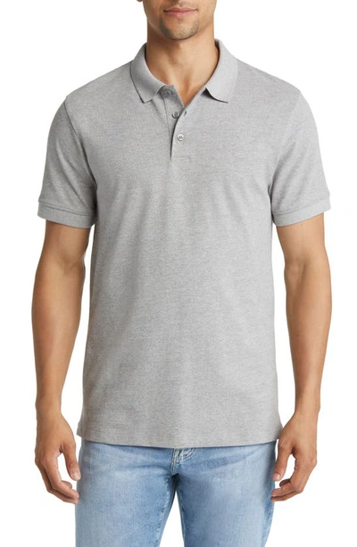 French Connection Popcorn Cotton Polo In Solid Light Grey