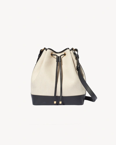 Nili Lotan Brigitte Bucket Bag Canvas In Natural/black/gold Hw