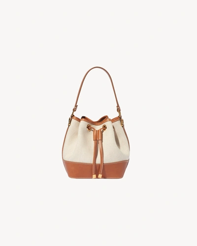 Nili Lotan Brigitte Mini Bucket Bag Canvas In Natural/cognac/gold Hw