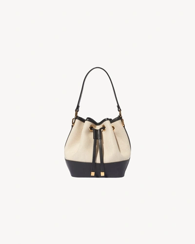 Nili Lotan Brigitte Mini Bucket Bag Canvas In Natural/black/gold Hw