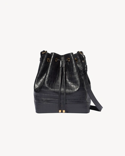 Nili Lotan Brigitte Bucket Bag Croco In Black And Gold