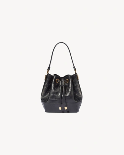 Nili Lotan Brigitte Mini Bucket Bag Croco In Black And Gold