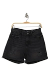 Noisy May Elastic Waist Denim Shorts In Black In Black