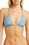 Vitamin A Cosmo O-ring Triangle Bikini Top In Ocean Metallic