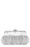 Nina Concord Pleated Satin Frame Clutch In New Silver
