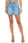 PISTOLA RHEA RAW HEM CARGO DENIM MINISKIRT