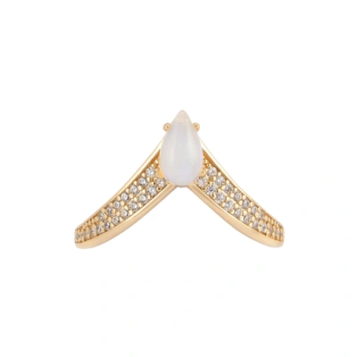 Adornia Fine Adornia Opal Cz Pointed Ring 14k Gold Vermeil In Silver