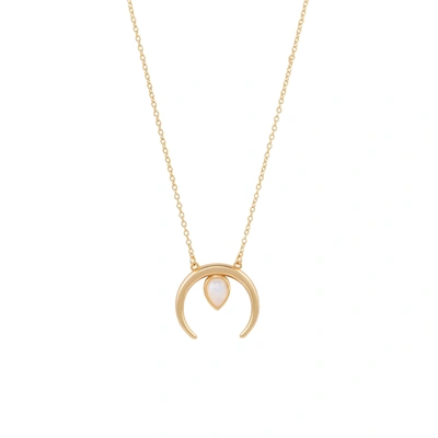Adornia Fine Adornia Horn Floating Pear Moonstone Necklace 14k Gold Vermeil