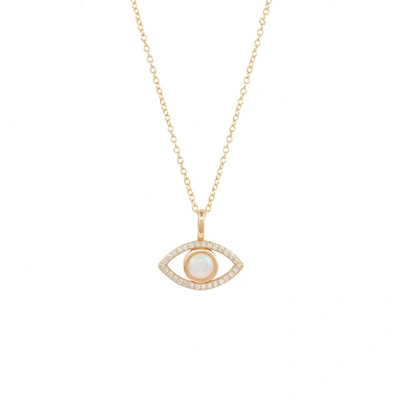 Adornia Fine Adornia Opal Evil Eye Necklace 14k Gold Vermeil In Silver