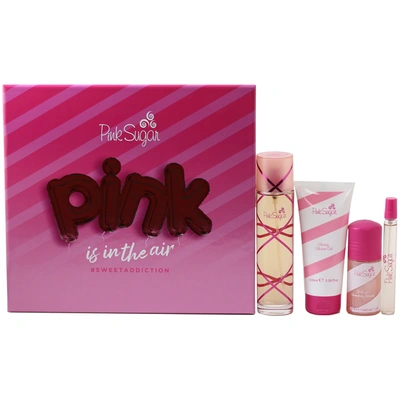 Aquolina Pink Sugar Ladies By 3.4 Edt/3.4 Sg/1.7 Roll On/rb