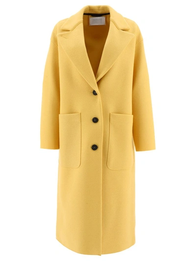 Harris Wharf London "greatcoat" Single Breasted Coat In Yellow