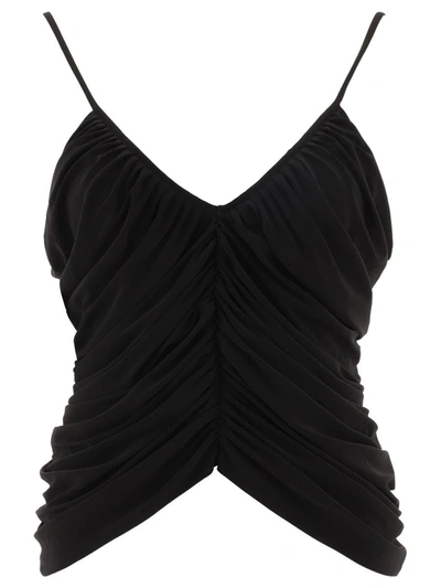 Norma Kamali Diana Ruched Jersey Top In Black