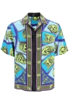 Versace Masks Print Short Sleeve Silk Camp Shirt