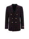 Gucci Double-breasted Check Blazer Multicolor In Black