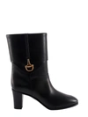 Gucci Half Horsebit Leather Ankle Boots In Black