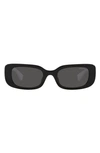 Miu Miu Logo-print Rectangle-frame Sunglasses In Schwarz