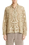 BODE FILET FILIGREE EMBROIDERED MESH BUTTON-UP SHIRT