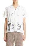 BODE DANCING PANTRY EMBROIDERED SHORT SLEEVE COTTON BUTTON-UP SHIRT