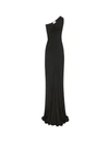 Saint Laurent Certifiable Viscose Draped Dress In Black