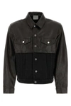 Vtmnts Contrasting Denim And Leather Jacket In Multicoloured