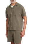 Vince Boucle Short Sleeve Button Front Camp Shirt In Cypress