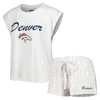 Concepts Sport Women's  White, Cream Denver Broncos Montana Knit T-shirt And Shorts Sleep Set In White