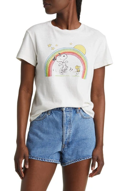 Re/done Peanuts Rainbow Graphic T-shirt In White