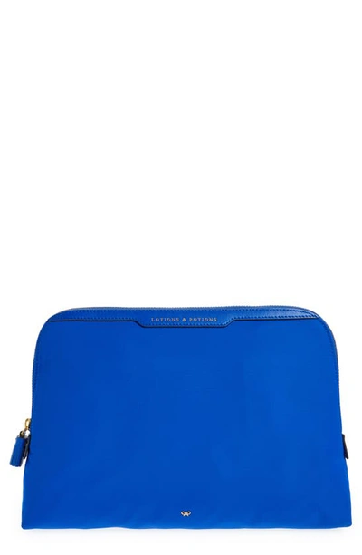 Anya Hindmarch Lotions & Potions Recycled Nylon Zip Pouch In Electric Blue