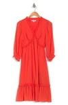 Nanette Lepore Madeline Clip Jacquard Long Sleeve Dress In Tangerine
