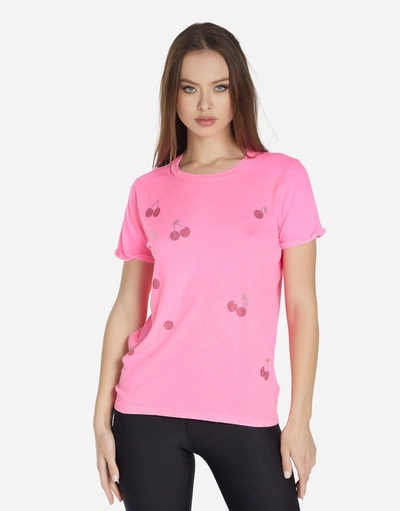 Lauren Moshi Edda Crystal Cherries In Neon Pink