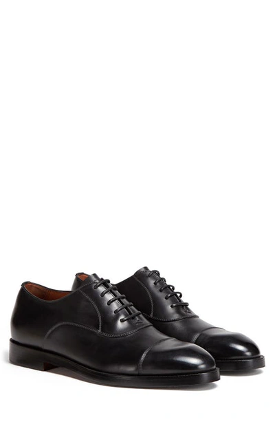 Zegna Men's Torino Cap Toe Leather Oxfords In Blk Sld