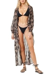 L*space Anna Floral Tie Front Maxi Cover-up Dress In Mystic Magnolia