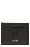 Tom Ford T-line Soft Grain Card Holder In Black