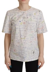 Dolce & Gabbana White Cotton Algebra Print Short Sleeves Top In White