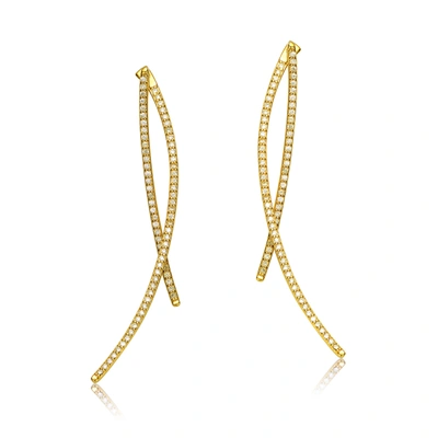 RACHEL GLAUBER 14K GOLD PLATED CUBIC ZIRCONIA DROP EARRINGS
