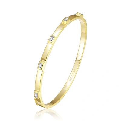 Rachel Glauber 14k Gold Plated Cubic Zirconia Bangle Bracelet In Gold-tone
